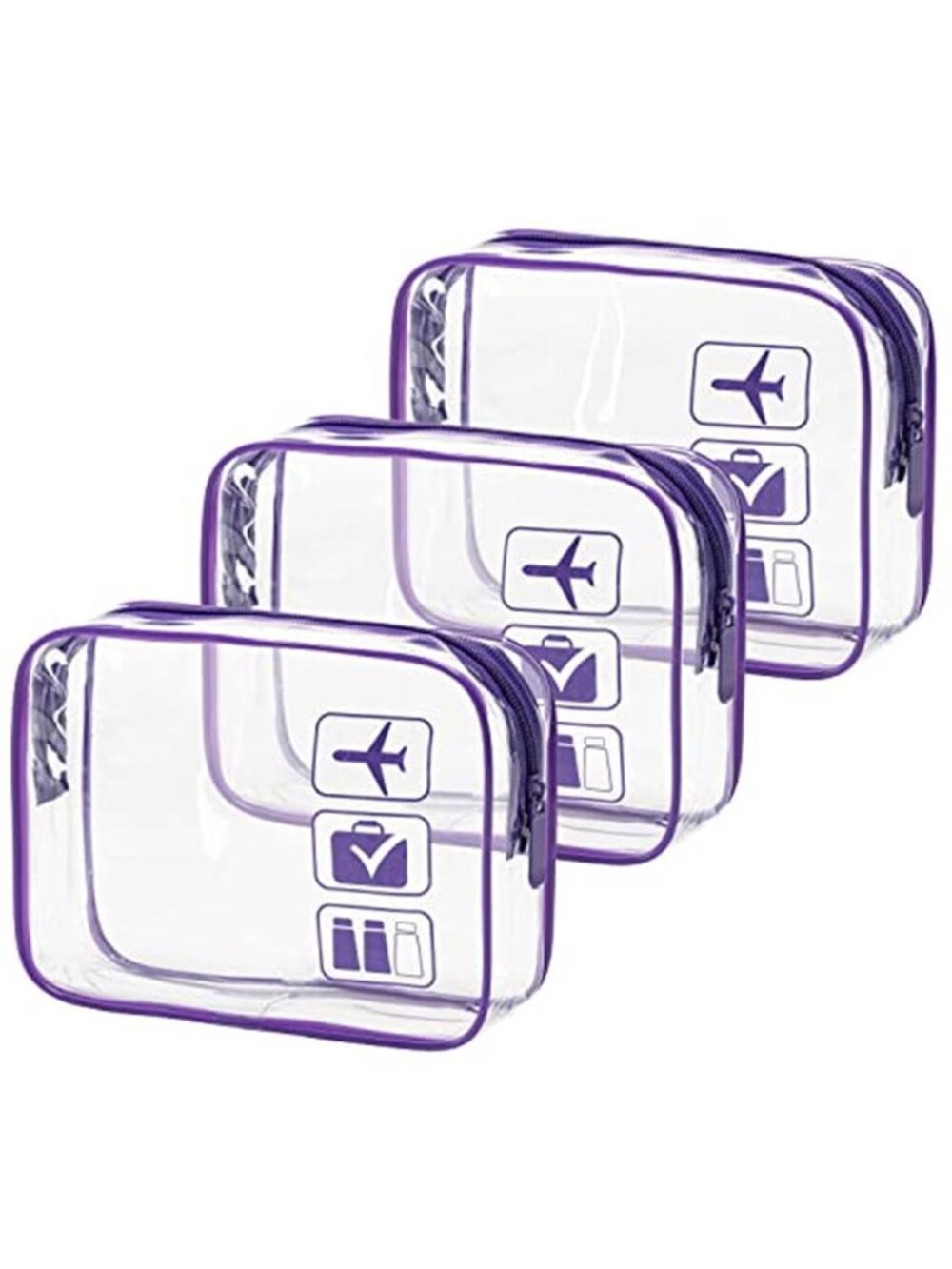 TSA Approved Clear Toiletry Bag Travel Cosmetic Makeup Organizer PVC 3 Pack